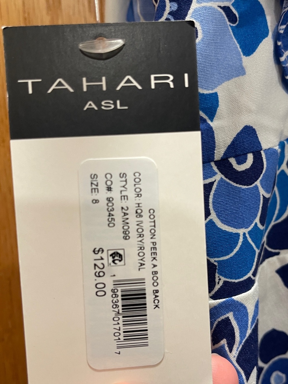 NWT Tahari Blue & White Floral Square-Neck Midi Dress, Summer, Holiday, - Picture 5 of 7